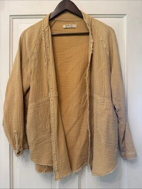 Women’s Free People Relaxed Open-Front Jacket in Mustard